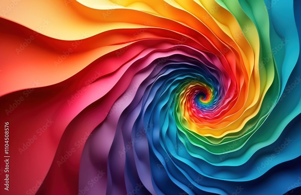 Poster colorful abstract spiral design. rainbow colors swirl in layers. dynamic, vibrant. abstract backgrou