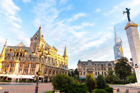 morning central square of batumi in georgia in summer at dawn
