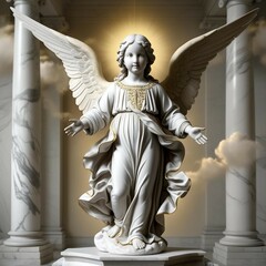 Obraz premium A Neoclassical interpretation of the Christkind, combining the ideals of ancient Greek and Roman art with divine symbolism,300 DPI