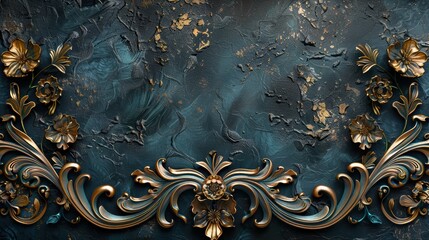 Ornate floral design on a textured dark background, ideal for backgrounds.