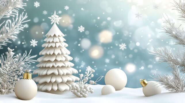 Christmas neutral minimalistic three-dimensional background