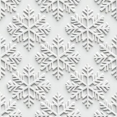 Elegant White Embossed Snowflake Pattern Winter Holiday Background Texture
