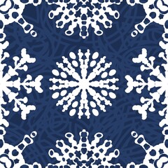 Christmas ice scribble seamless snowflakes pattern for wrapping paper and fabric
