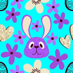 Easter rabbits seamless spring animals pattern for wrapping paper and fabrics