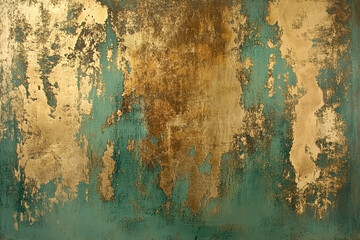 A tarnished brass background with aged patina and subtle green and brown discolorations, evoking antique charm.