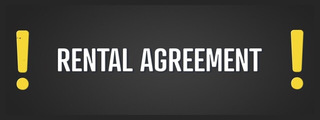 Rental Agreement. A blackboard with white text. Illustration with grunge text style.