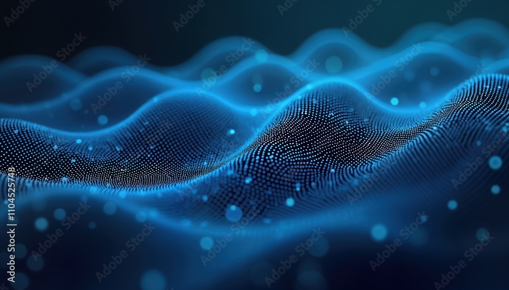 Fototapete Abstract digital fingerprint waveform for biometric security. Blue wave pattern. Data points form tech pattern. Futuristic style. Modern digital design. Abstract tech illustration. Biometric concept.