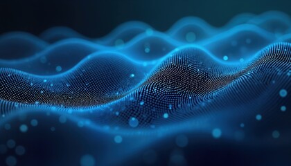 Fototapeta premium Abstract digital fingerprint waveform for biometric security. Blue wave pattern. Data points form tech pattern. Futuristic style. Modern digital design. Abstract tech illustration. Biometric concept.