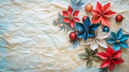 Xmas decor on mulberry paper for festive backdrop