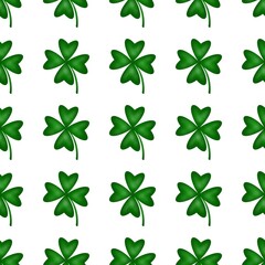 seamless pattern with clover leaves on a white background