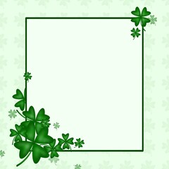 frame for inscriptions with clover leaves on a green background