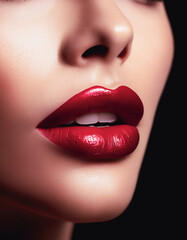 Obraz premium Red Lips, Cosmetics, Beautiful Makeup