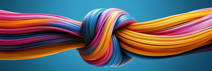 Abstract Colorful Knot of Vibrant Threads