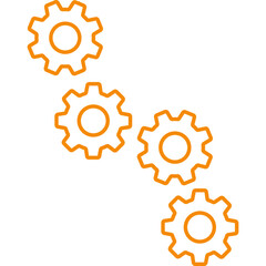 Orange Outline Gear Icon for Engineering and Process Design