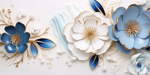 Floral abstract background with flowers and dynamic shapes