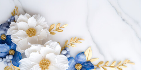 Floral abstract background with flowers and dynamic shapes