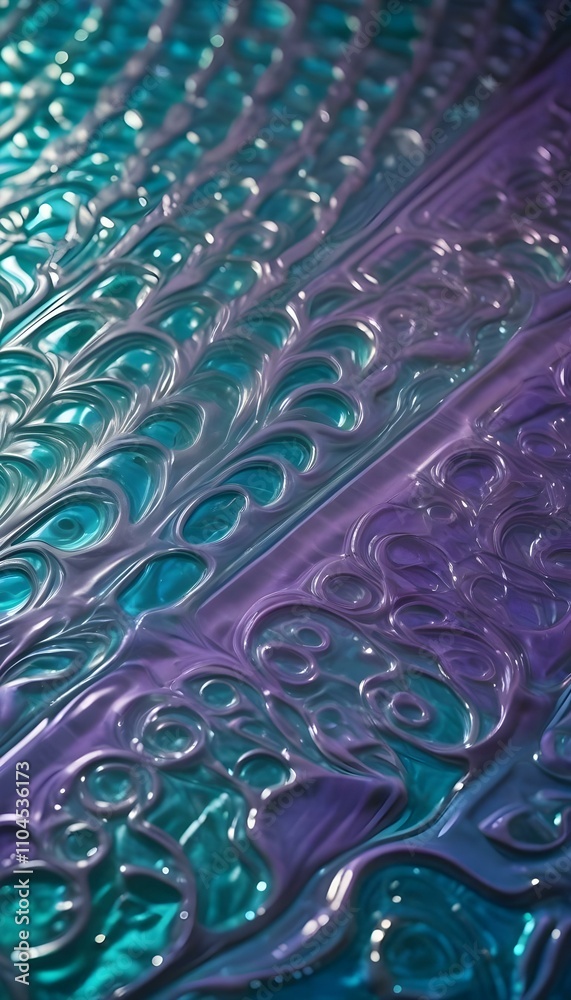 Wall mural a close-up of a shiny plastic texture with intricate patterns and reflections, showcasing various co