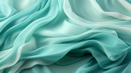 Obraz premium A gentle swirl of mint green and seafoam blue, creating a soothing abstract shape with fluid motion and soft blending, evoking a sense of calm.