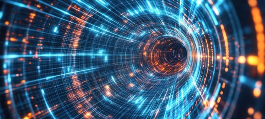 Obraz premium Abstract Digital Tunnel: A Journey Through Cyberspace
