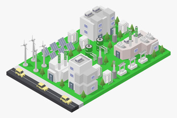 Sustainable Energy Industry Isometric