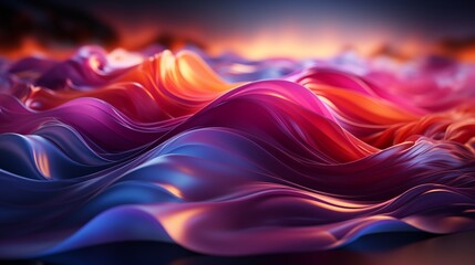 Obraz premium A vibrant background featuring a large neon wave in shades of blue and pink, glowing against a dark backdrop, creating a futuristic and dynamic visual effect.