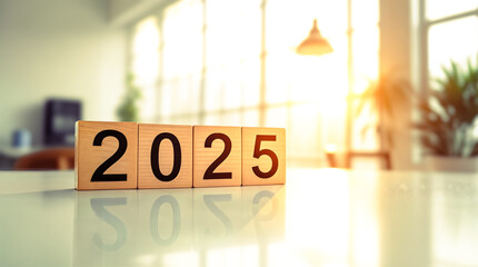 wooden blocks displaying 2025