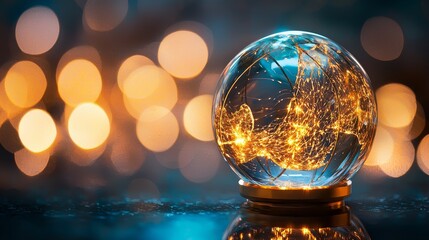 Fragile glass globe of Earth, continents in a dreamlike, abstract form, glowing with a soft, otherworldly light, capturing the planet's delicate beauty