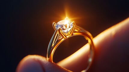 Macro close-up of a woman's hand with a stylish ring, perfect for jewelry product advertisements, soft lighting, clean and modern design