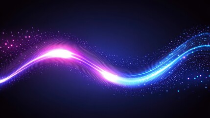 Obraz premium Neon Wave Energy Flow Vibrant light arcs on dark canvas creating dynamic movement using glowing blue pink sparkles