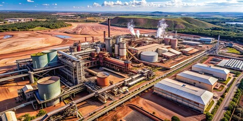 Aerial view of an alumina processing plant , alumina, processing, plant, industrial, factory, production