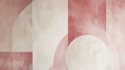 Abstract geometric shapes of red tone in minimal style for background, free space for text