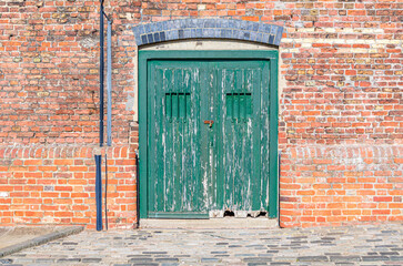 Grungy architectural detail of brick wall