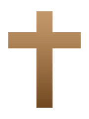 Wooden brown christian cross isolated on a white background. A symbol of the love of Jesus. God vector illustration. Catholic symbol flat vector brown cross. Christian cross symbol icon.