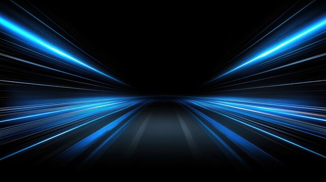 Abstract blue light streaks converging on a dark background, suggesting speed and movement.