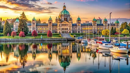 Obraz premium View of Victoria Inner Harbour and British Columbia Provincial Parliament Building