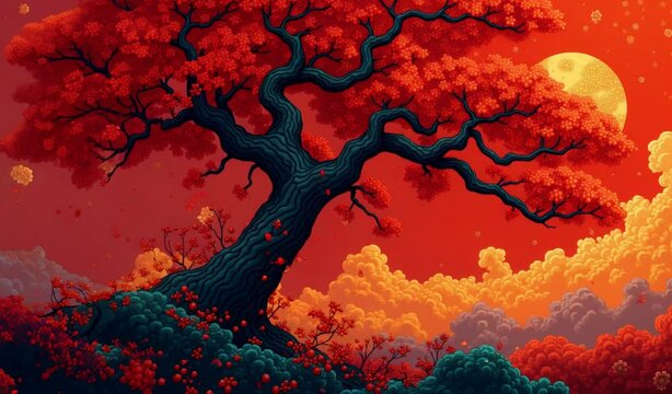 tree in the sunset 