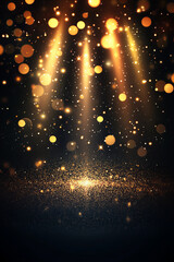 Enchanting colorful abstract bokeh background with radiant light beams, sparkling particles, and magical glow for celebrations, events, and artistic designs