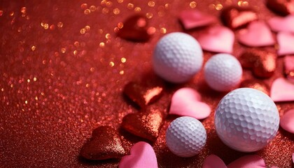Golfing Valentine's Day Background, Romance and Love Golf ball Image