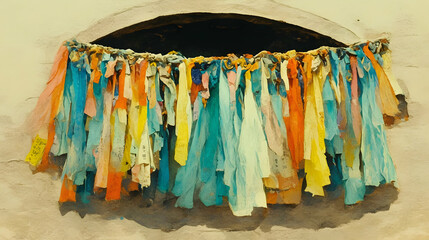 Colorful Fabric Wall Hanging Illustration