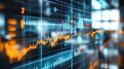 Dynamic Abstract Digital Financial Data Graph with Futuristic Technological Elements : Generative AI