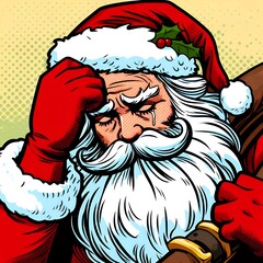 sad santa crying pop art cartoon 