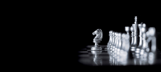 Pieces on chess board for playing game and strategy