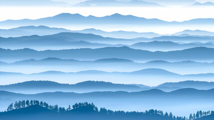 Obraz premium Misty Blue Mountains Illustration