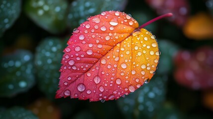 A vibrant leaf with water droplets, showcasing nature's beauty and detail.