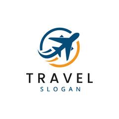 Travel business logo flying plane in logo Template