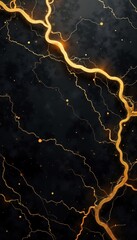 Elegant black marble background with luxurious gold veins. Abstract design. Luxury concept. Modern material. Trendy design. Golden lines. Dark backdrop. Golden texture. Black, gold. Elegant backdrop.