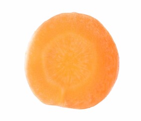 Slice of fresh ripe carrot isolated on white