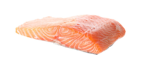 Piece of fresh salmon isolated on white