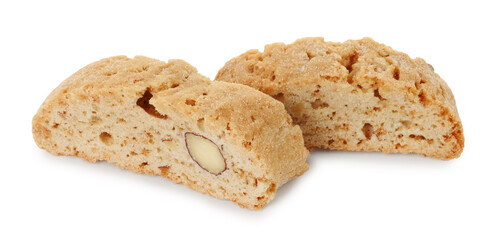 Traditional Italian almond biscuits (Cantucci) isolated on white