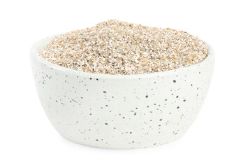 Rye bran in bowl isolated on white